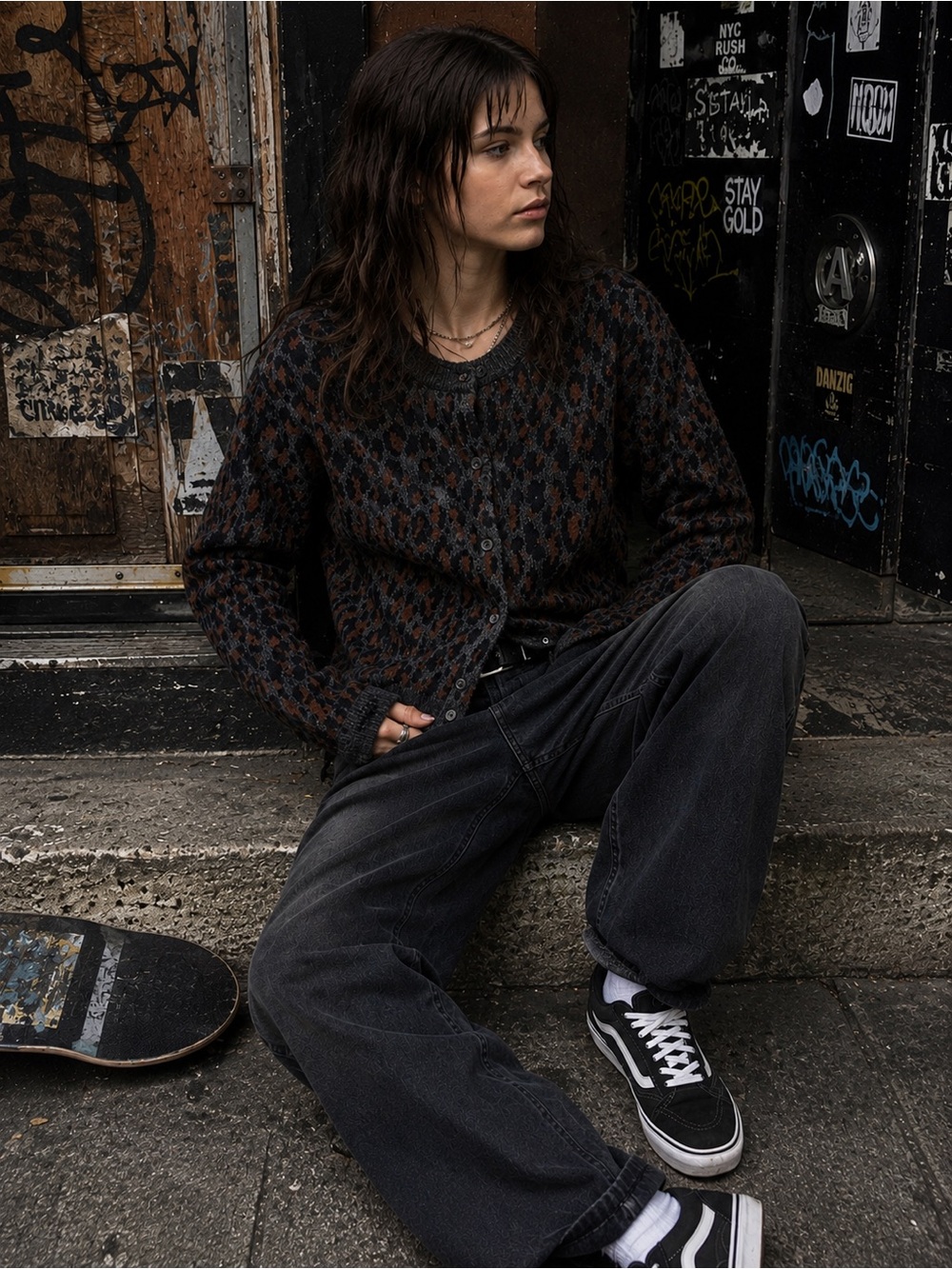 Levi’s Tara Wooly Leopard Cardigan Sweater